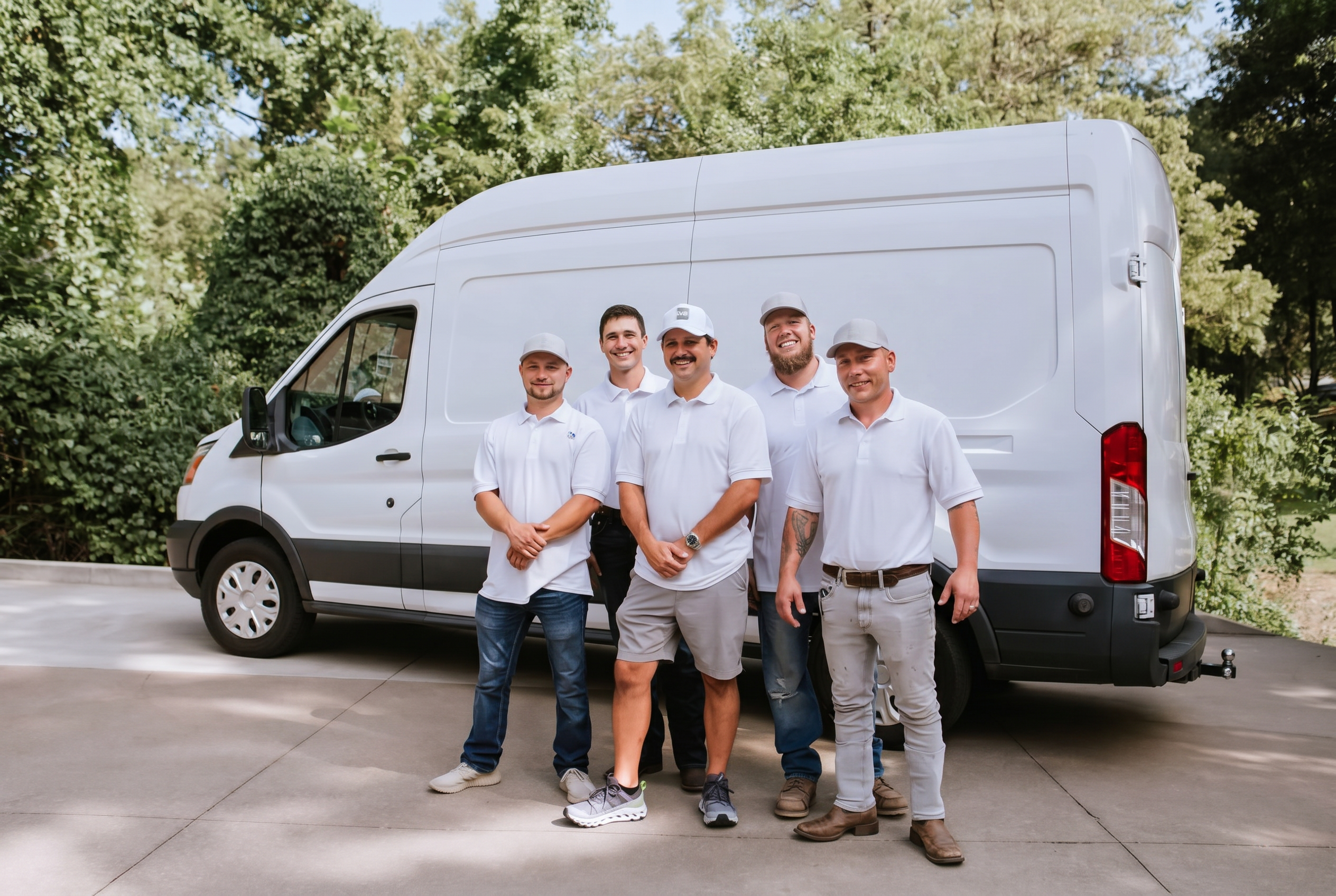 The Native Plumbing & Restoration crew standing in front of their service van